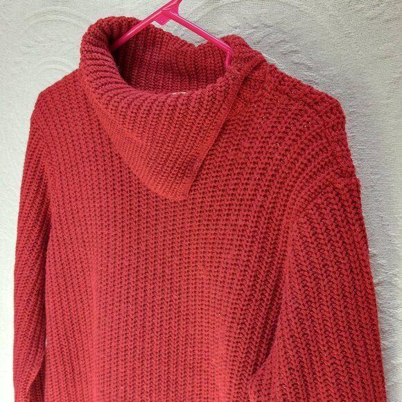 Bobbie Brooks Rusty Red Thick Knit Fold-Down Collar Sweater Sz-LG (T-389) - Picture 7 of 11